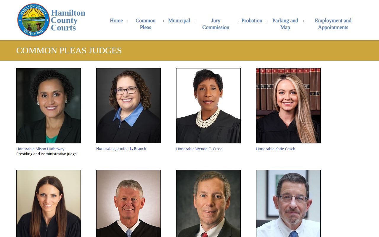 Hamilton County Court of Common Pleas judges and courthouse contact page