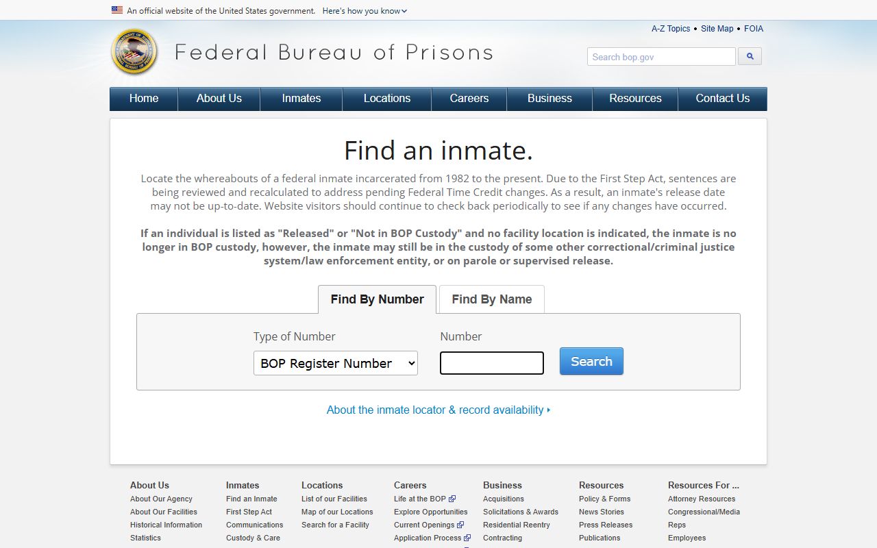 Hamilton County released inmates Federal Bureau of Prisons inmate locator search page