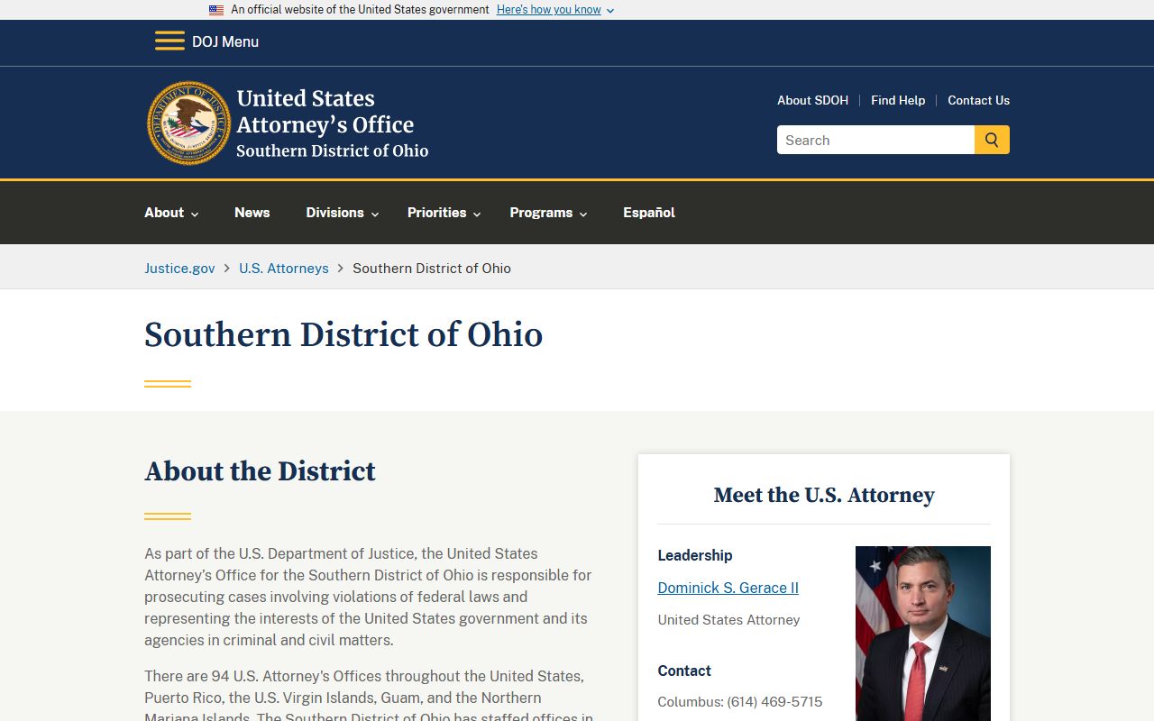 Hamilton County warrant records and the US Attorney Southern District of Ohio website